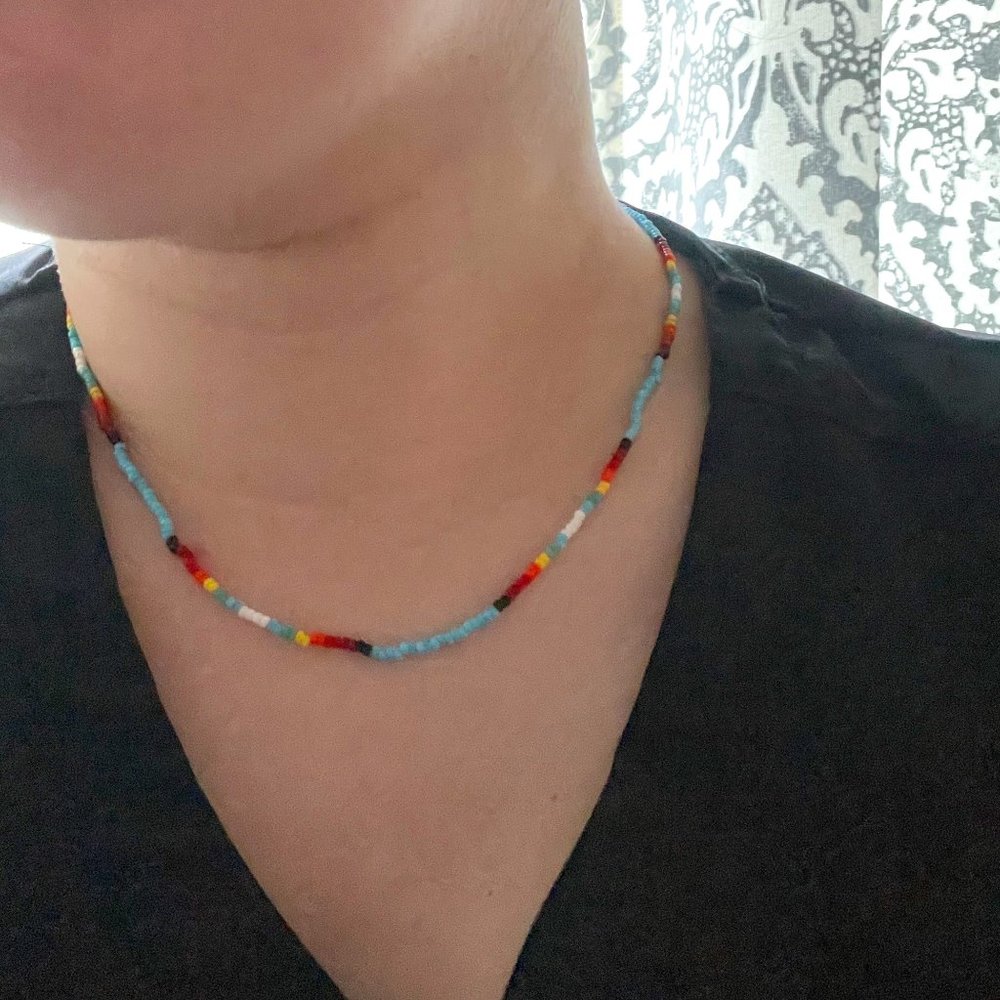 Native American Seed Bead String Necklace Handmade